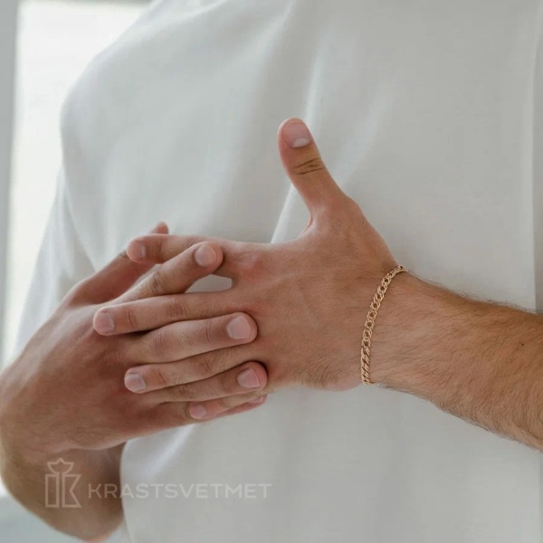 Браслет из красного золота, плетение «Ромб двойной»